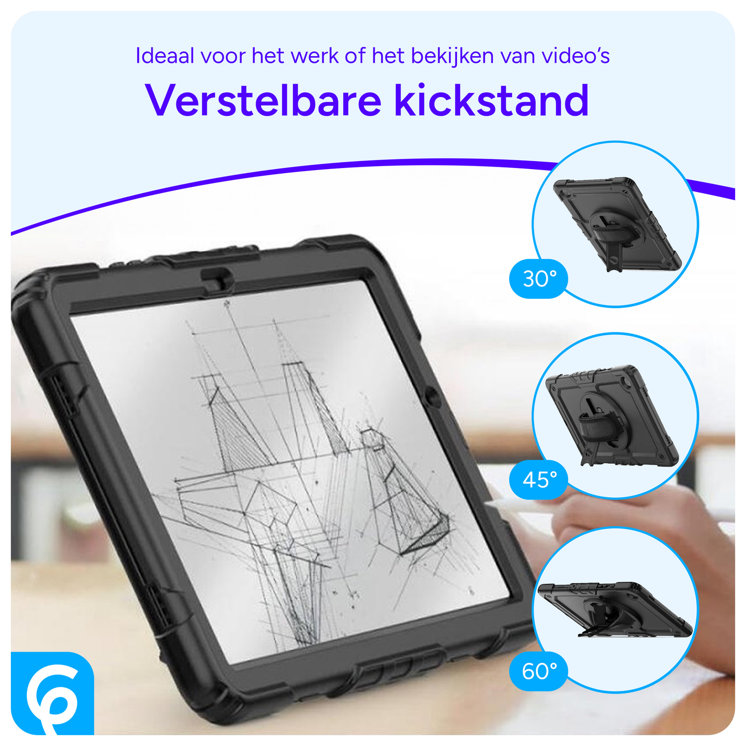 Samsung Galaxy Tab A9 Plus Hoes met Screen Protector en Handriem Rood afbeelding 6