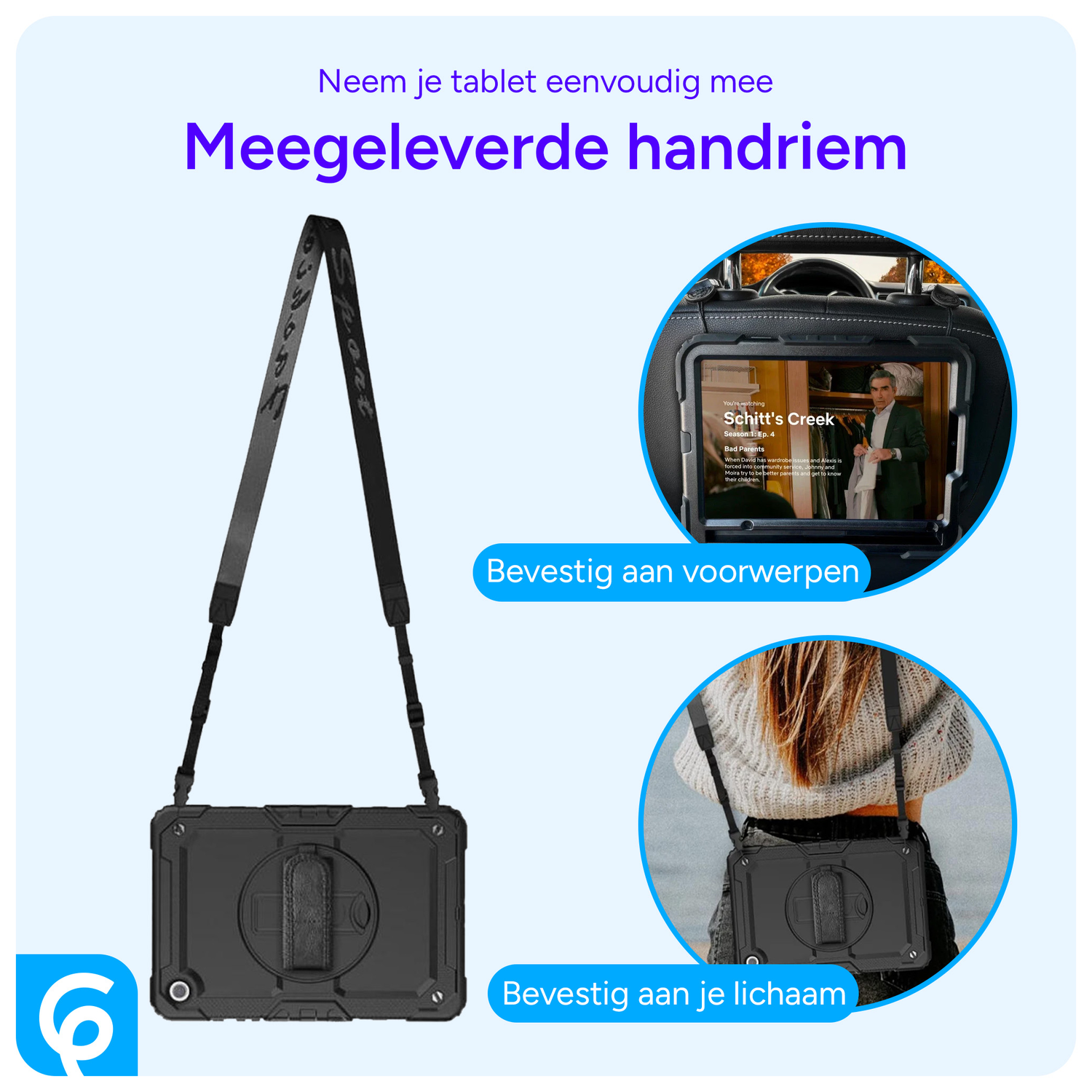 Samsung Galaxy Tab A9 Plus Hoes met Screen Protector en Handriem Rood afbeelding 7