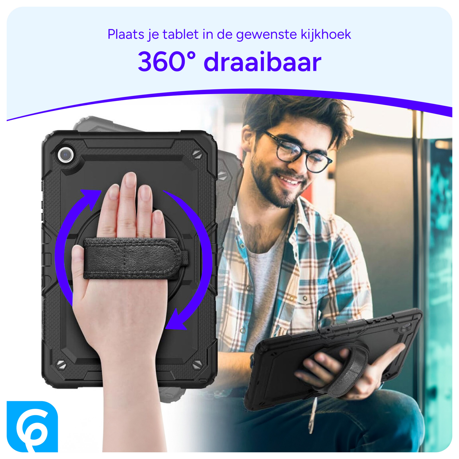 Samsung Galaxy Tab A9 Plus Hoes met Screen Protector en Handriem Rood afbeelding 8
