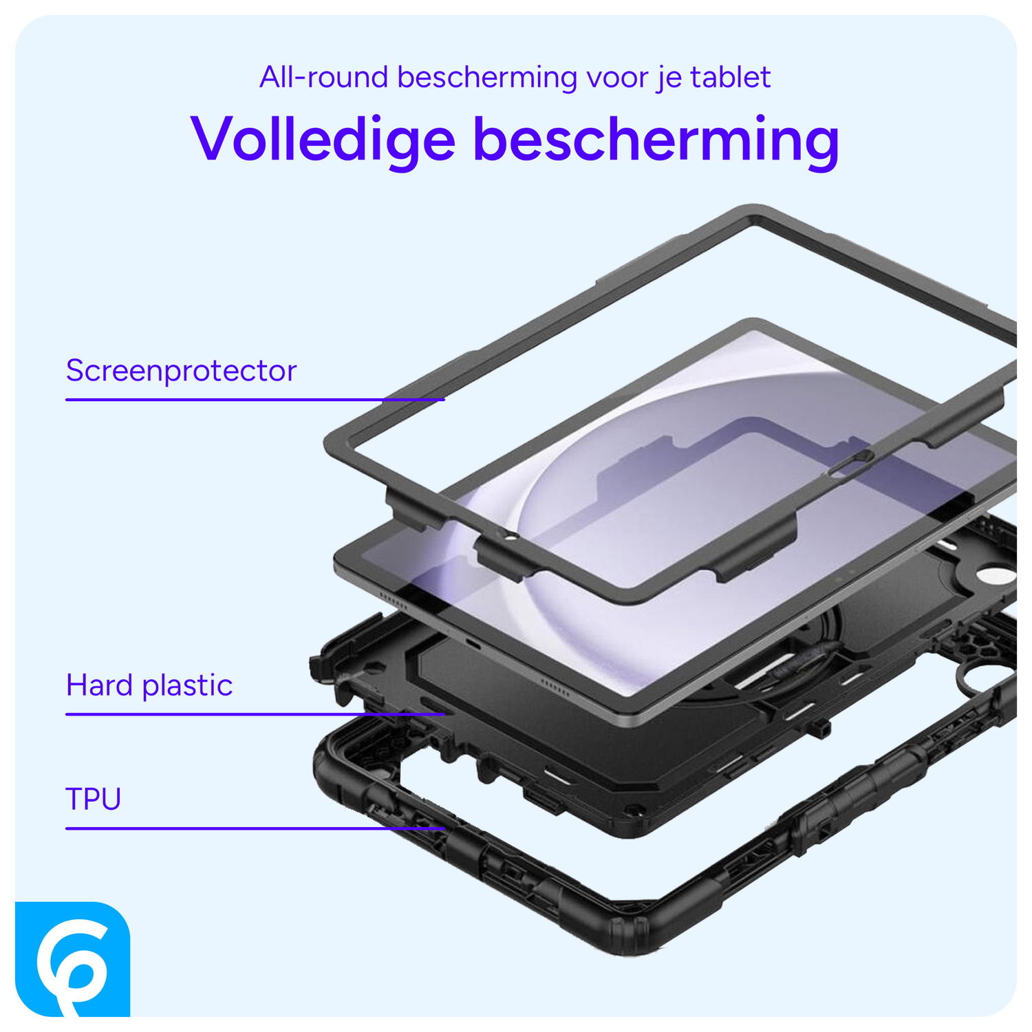 Samsung Galaxy Tab A9 Plus Hoes met Screen Protector en Handriem Rood afbeelding 9
