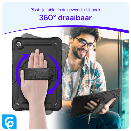 Samsung Galaxy Tab A9 Plus Hoes met Screen Protector en Handriem Rood afbeelding 8