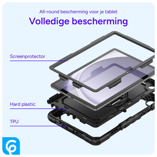 Samsung Galaxy Tab A9 Plus Hoes met Screen Protector en Handriem Rood afbeelding 9