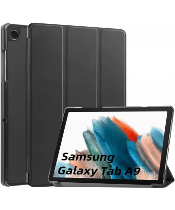 Samsung Galaxy Tab A9 Hoes Tri-Fold Book Case Standaard Zwart Hoesjes