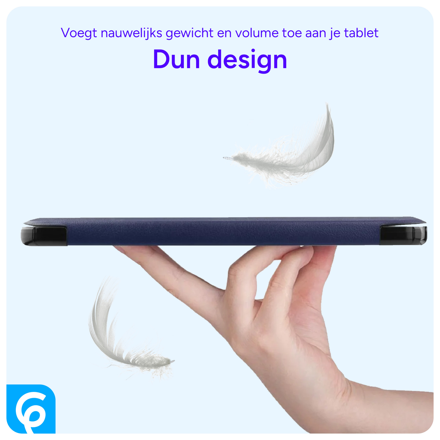 Samsung Galaxy Tab A9 Hoes Tri-Fold Book Case Standaard Blauw afbeelding 7