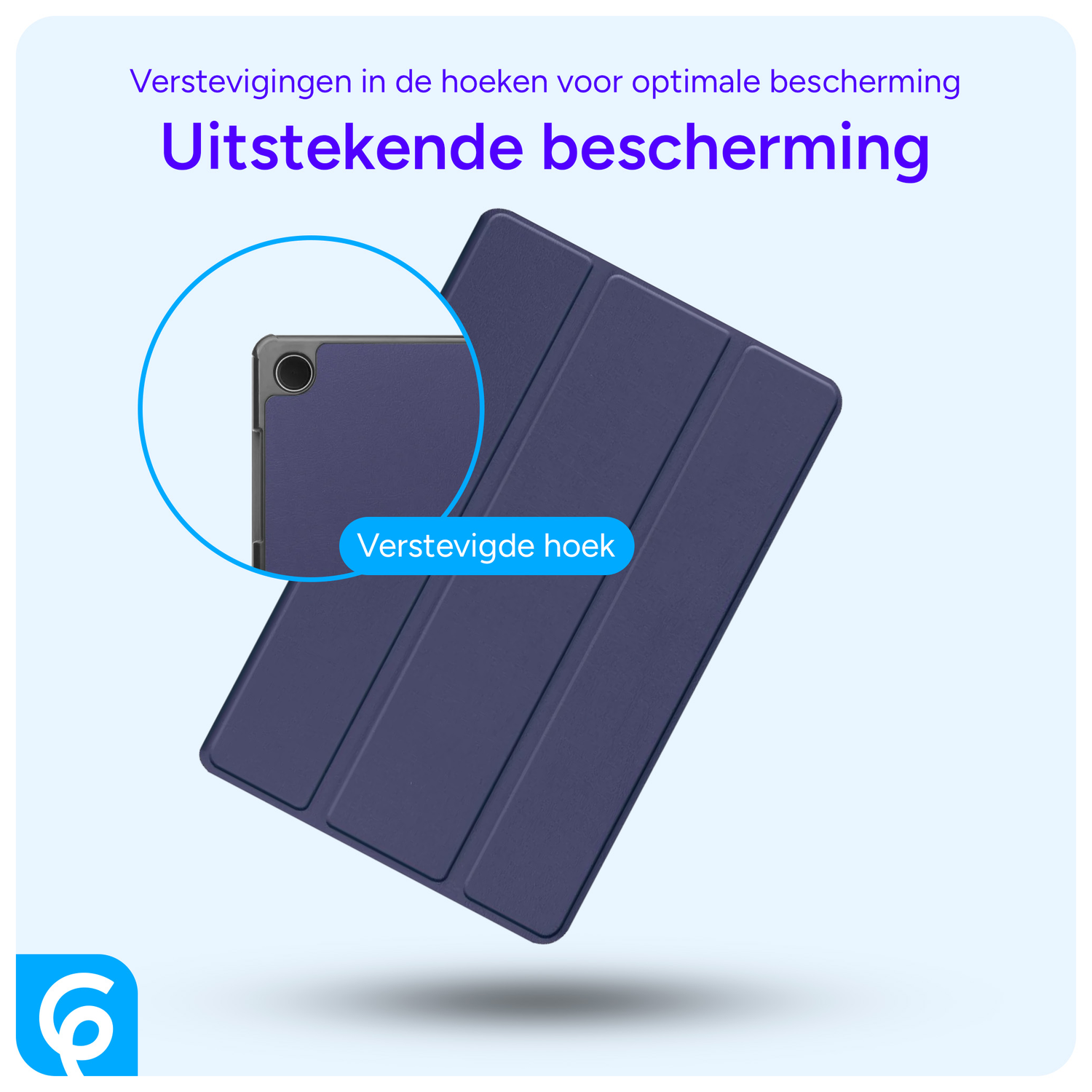 Samsung Galaxy Tab A9 Hoes Tri-Fold Book Case Standaard Blauw afbeelding 2