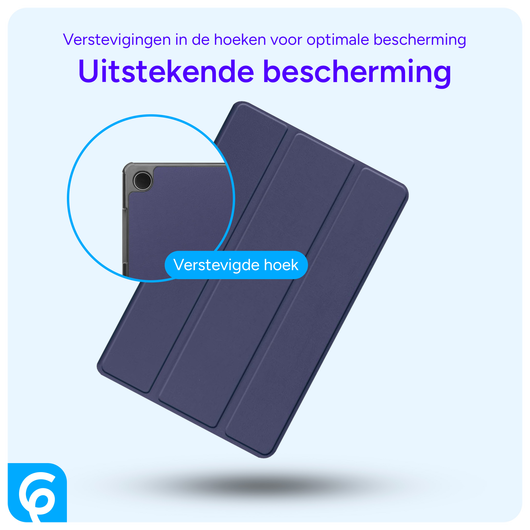 Samsung Galaxy Tab A9 Hoes Tri-Fold Book Case Standaard Blauw afbeelding 2