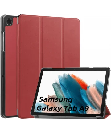 Samsung Galaxy Tab A9 Hoes Tri-Fold Book Case Standaard Rood Hoesjes
