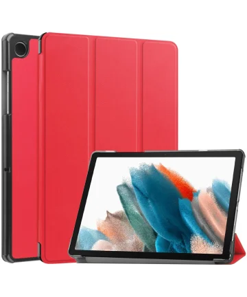 Samsung Galaxy Tab A9 Plus Hoes Tri-Fold Book Case met Standaard Rood Hoesjes
