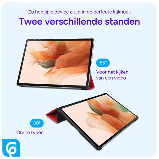 Samsung Galaxy Tab A9 Plus Hoes Tri-Fold Book Case met Standaard Rood afbeelding 6