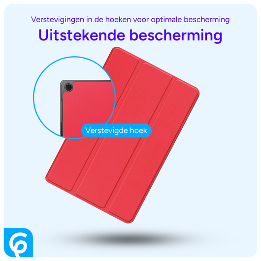 Samsung Galaxy Tab A9 Plus Hoes Tri-Fold Book Case met Standaard Rood afbeelding 3