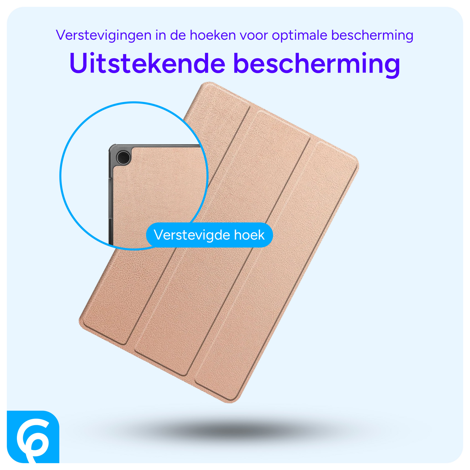 Samsung Galaxy Tab A9 Plus Hoes Tri-Fold Book Case met Standaard Roze afbeelding 2