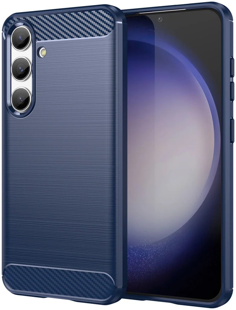 Samsung Galaxy S24 Hoesje Geborsteld TPU Flexibele Back Cover Blauw afbeelding 1