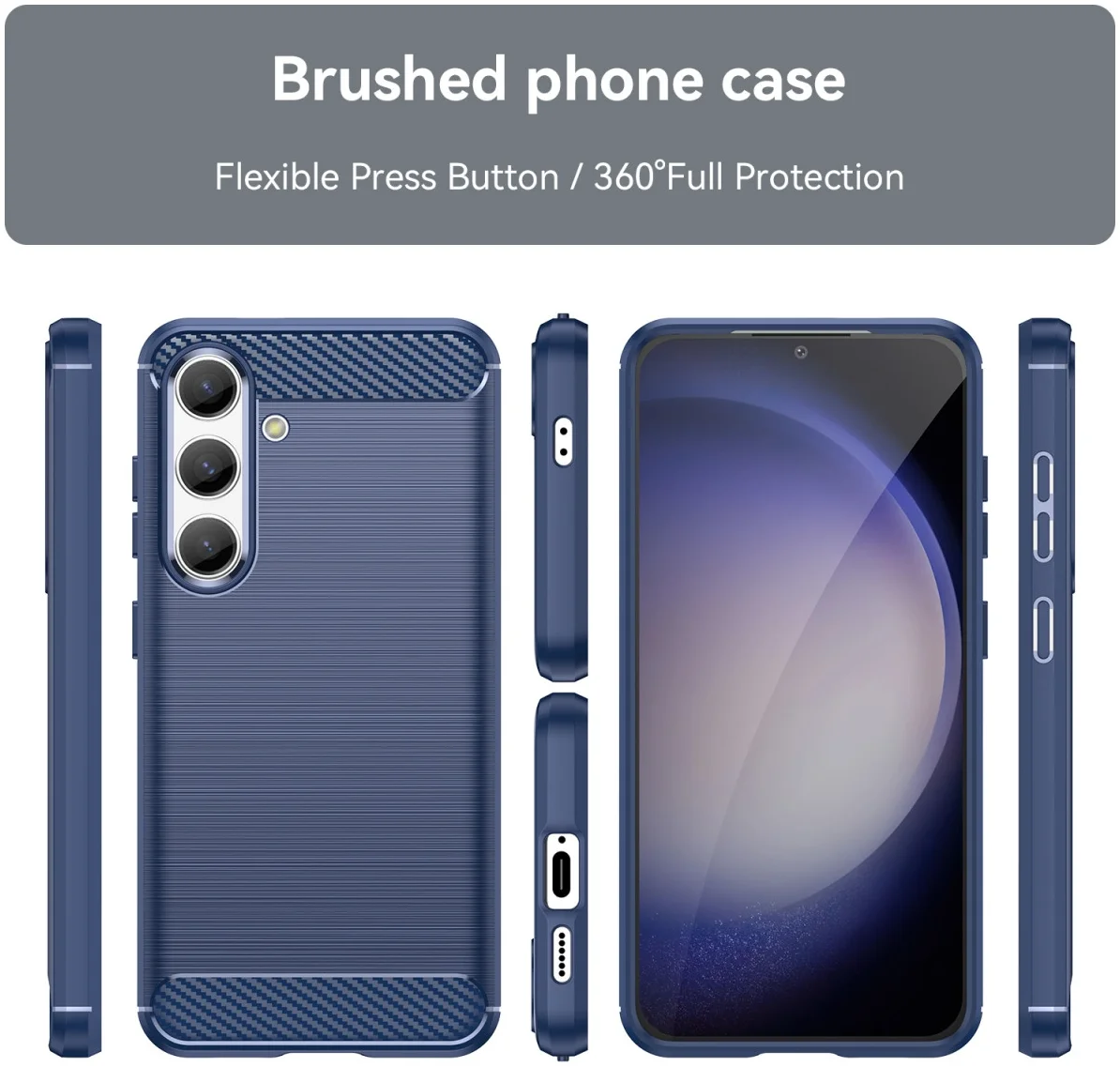 Samsung Galaxy S24 Hoesje Geborsteld TPU Flexibele Back Cover Blauw afbeelding 8
