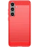 Samsung Galaxy S24 Hoesje Geborsteld TPU Flexibele Back Cover Rood