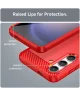 Samsung Galaxy S24 Hoesje Geborsteld TPU Flexibele Back Cover Rood