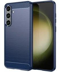 Samsung Galaxy S24 Plus Hoesje Geborsteld TPU Back Cover Blauw