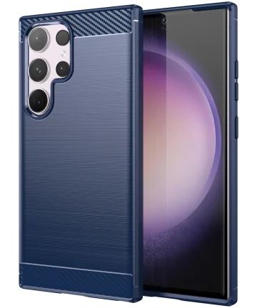 Samsung Galaxy S24 Ultra Hoesje Geborsteld TPU Back Cover Blauw Hoesjes