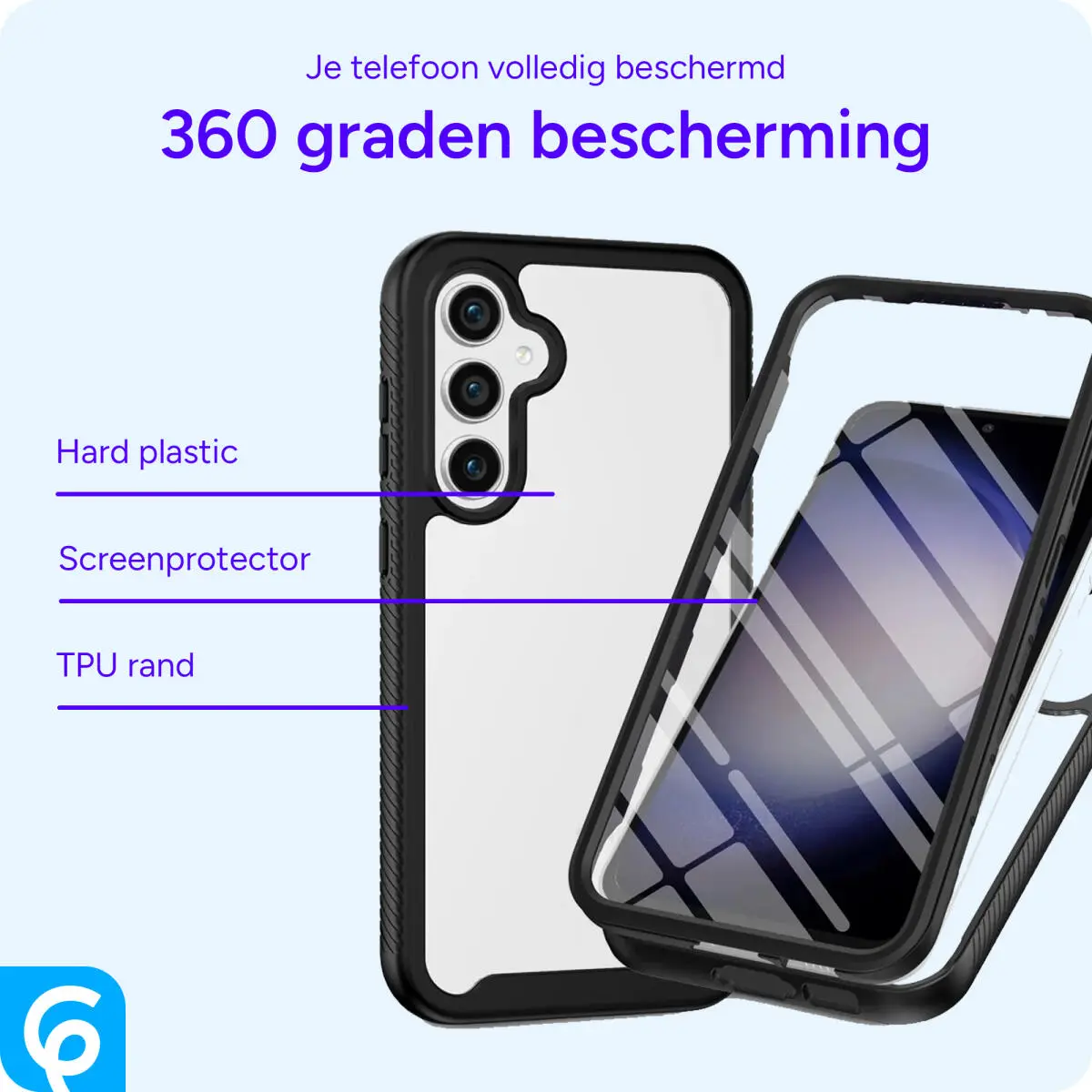 Samsung Galaxy S24 Hoesje Full Protect 360° Cover Hybride Zwart afbeelding 7