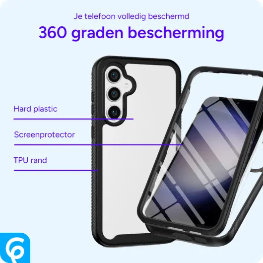 Samsung Galaxy S24 Hoesje Full Protect 360° Cover Hybride Zwart afbeelding 7