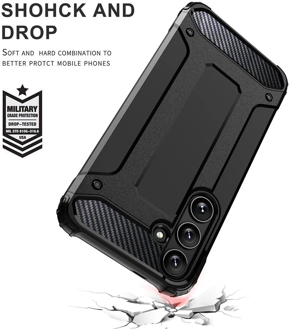 Samsung Galaxy S24 Plus Hoesje Shock Proof Hybride Back Cover Zwart afbeelding 2