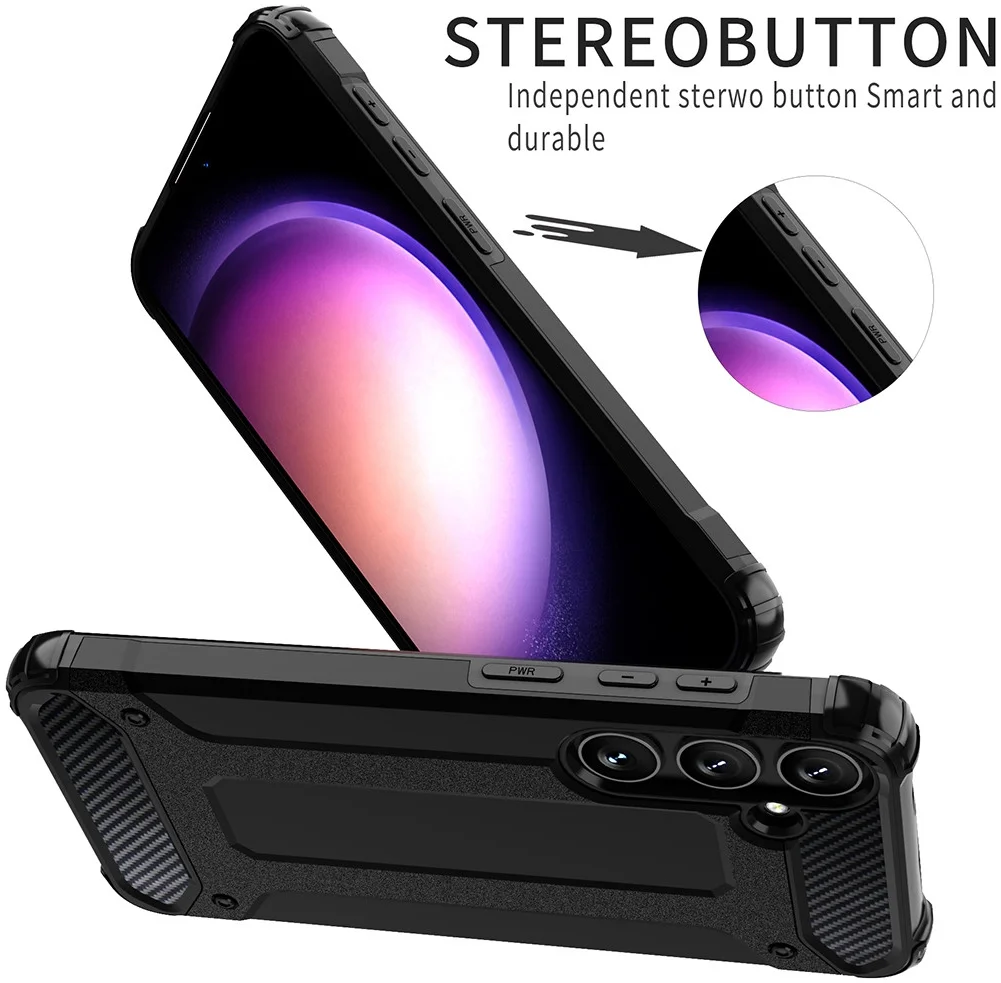 Samsung Galaxy S24 Plus Hoesje Shock Proof Hybride Back Cover Zwart afbeelding 7