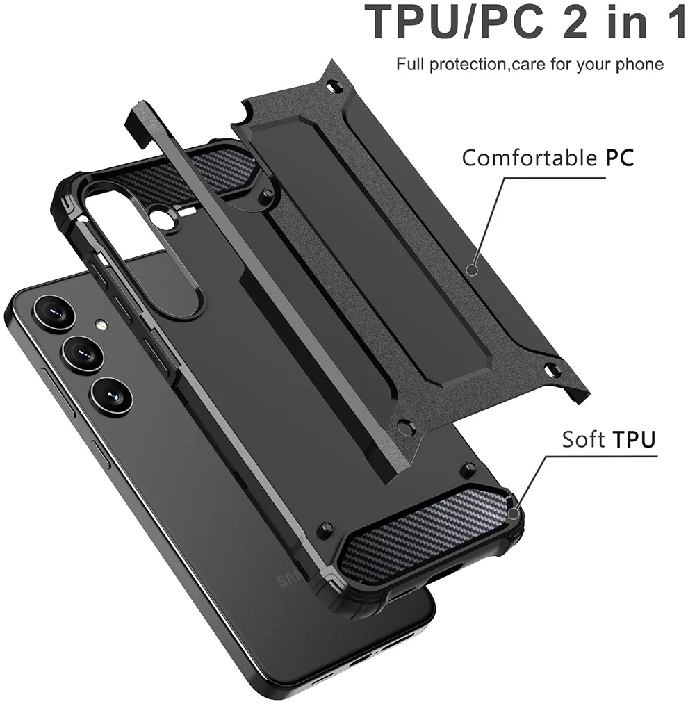 Samsung Galaxy S24 Ultra Hoesje Shock Proof Hybride Back Cover Zwart afbeelding 4