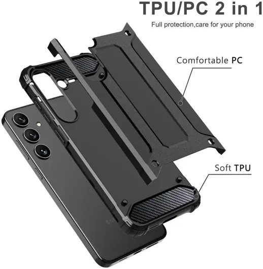 Samsung Galaxy S24 Ultra Hoesje Shock Proof Hybride Back Cover Zwart afbeelding 4