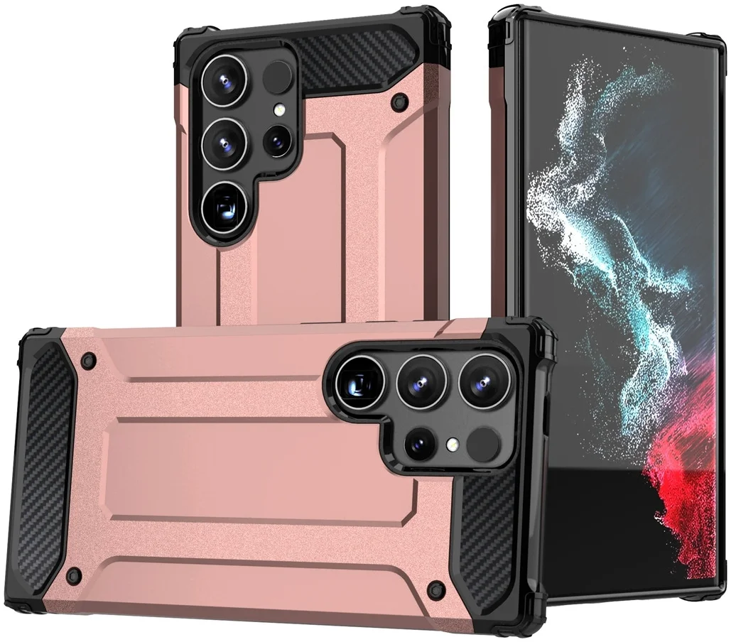 Samsung Galaxy S24 Ultra Hoesje Shock Proof Hybride Back Cover Roze afbeelding 1