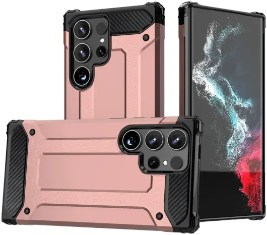 Samsung Galaxy S24 Ultra Hoesje Shock Proof Hybride Back Cover Roze afbeelding 1