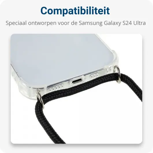 Samsung Galaxy S24 Ultra Hoesje met Koord TPU Back Cover Transparant afbeelding 4