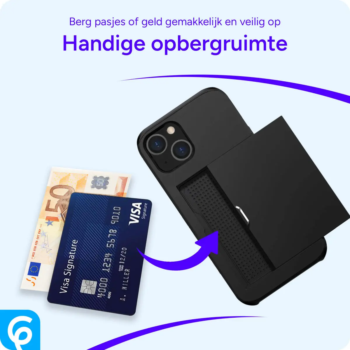Samsung Galaxy S24 Hoesje met Slider Kaarthouder Back Cover Zwart afbeelding 5