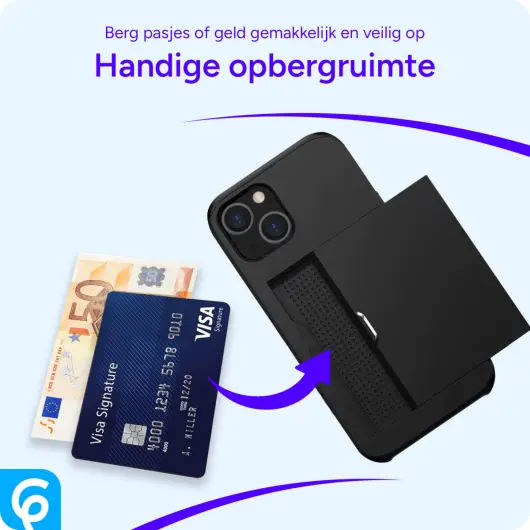 Samsung Galaxy S24 Hoesje met Slider Kaarthouder Back Cover Zwart afbeelding 5