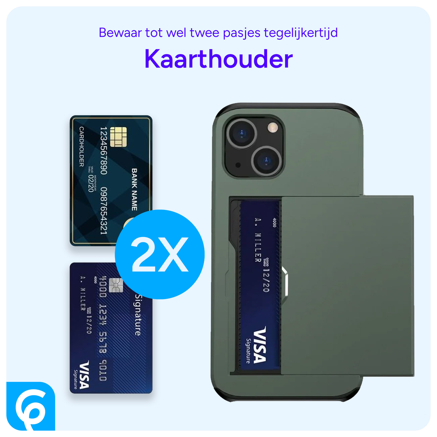 Samsung Galaxy S24 Hoesje met Slider Kaarthouder Back Cover Groen afbeelding 8