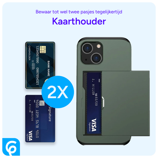 Samsung Galaxy S24 Hoesje met Slider Kaarthouder Back Cover Groen afbeelding 8