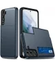 Samsung Galaxy S24 Hoesje met Slider Kaarthouder Back Cover Blauw