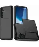 Samsung Galaxy S24 Plus Hoesje met Slider Kaarthouder Back Cover Zwart
