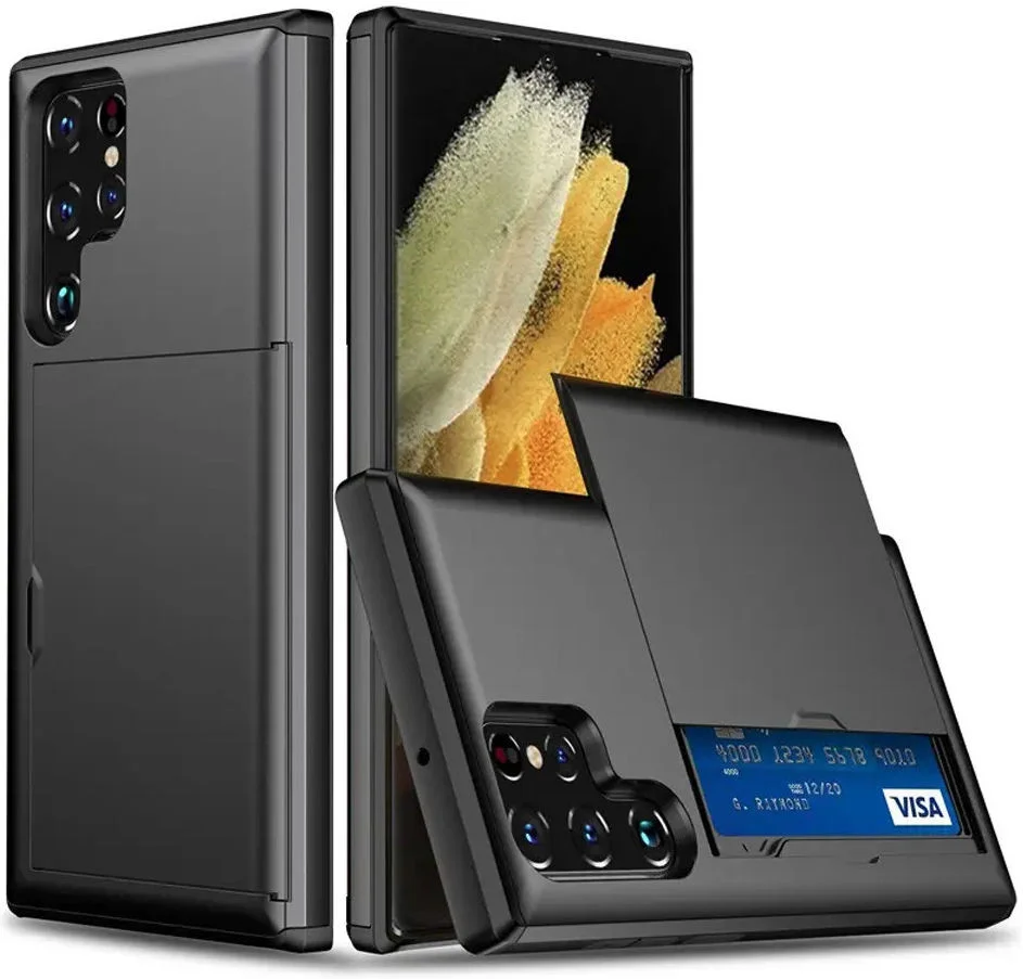 Samsung Galaxy S24 Ultra Hoesje met Slider Kaarthouder Zwart afbeelding 1