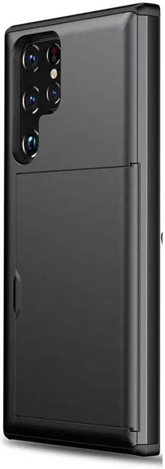 Samsung Galaxy S24 Ultra Hoesje met Slider Kaarthouder Zwart afbeelding 2