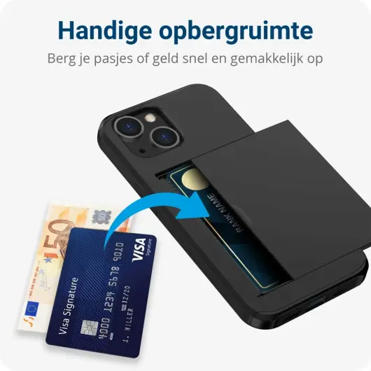 Samsung Galaxy S24 Ultra Hoesje met Slider Kaarthouder Zwart afbeelding 8