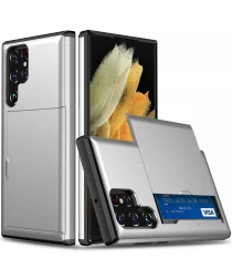 Samsung Galaxy S24 Ultra Hoesje met Slider Kaarthouder Grijs