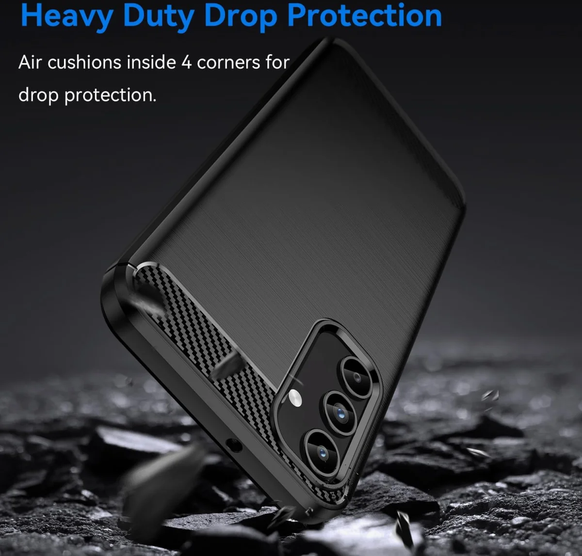 Samsung Galaxy A15 Hoesje Geborsteld TPU Flexibele Back Cover Zwart afbeelding 4