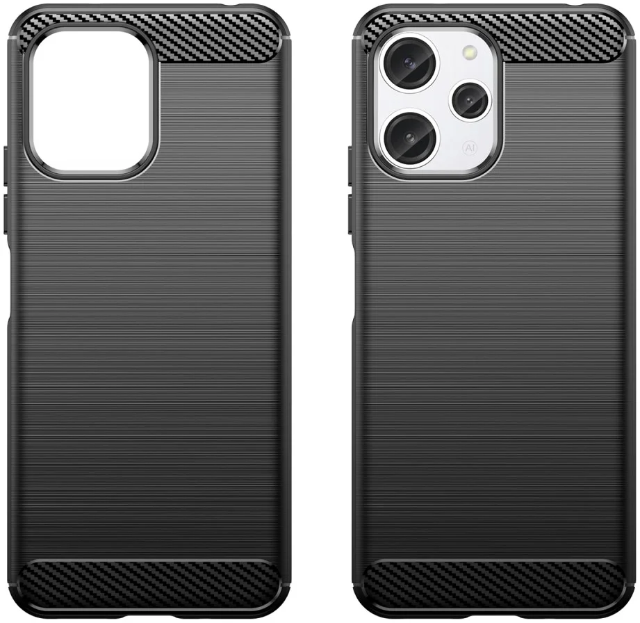 Xiaomi Redmi 12 Hoesje Geborsteld TPU Flexibele Back Cover Zwart afbeelding 2