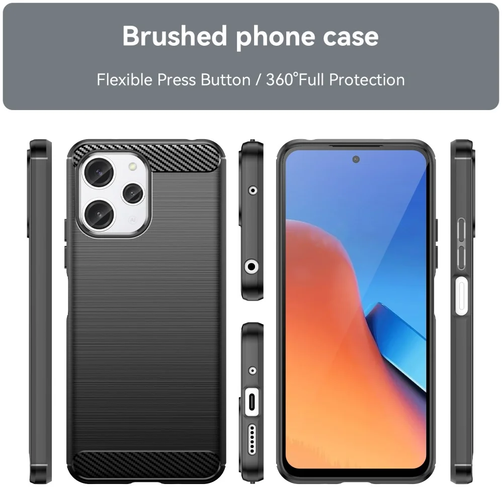 Xiaomi Redmi 12 Hoesje Geborsteld TPU Flexibele Back Cover Zwart afbeelding 8