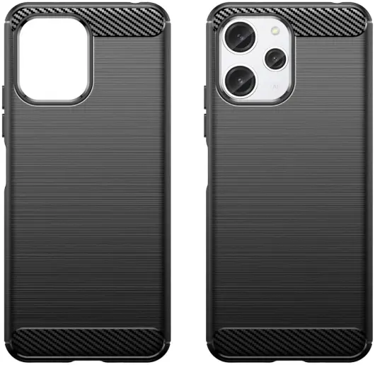Xiaomi Redmi 12 Hoesje Geborsteld TPU Flexibele Back Cover Zwart afbeelding 2