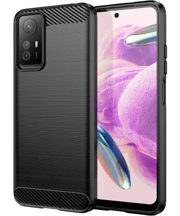 Xiaomi Redmi Note 12S Hoesje Geborsteld TPU Flexibele Back Cover Zwart Hoesjes