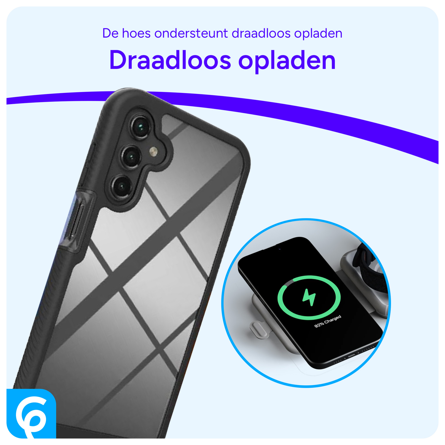Samsung Galaxy A15 Hoesje Full Protect 360° Cover Hybride Zwart afbeelding 4