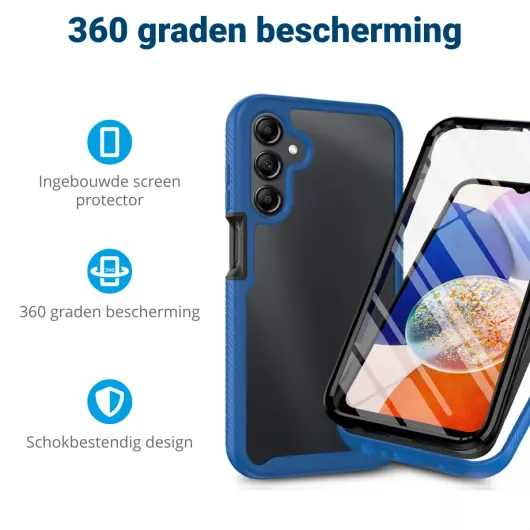 Samsung Galaxy A15 Hoesje Full Protect 360° Cover Hybride Blauw afbeelding 2