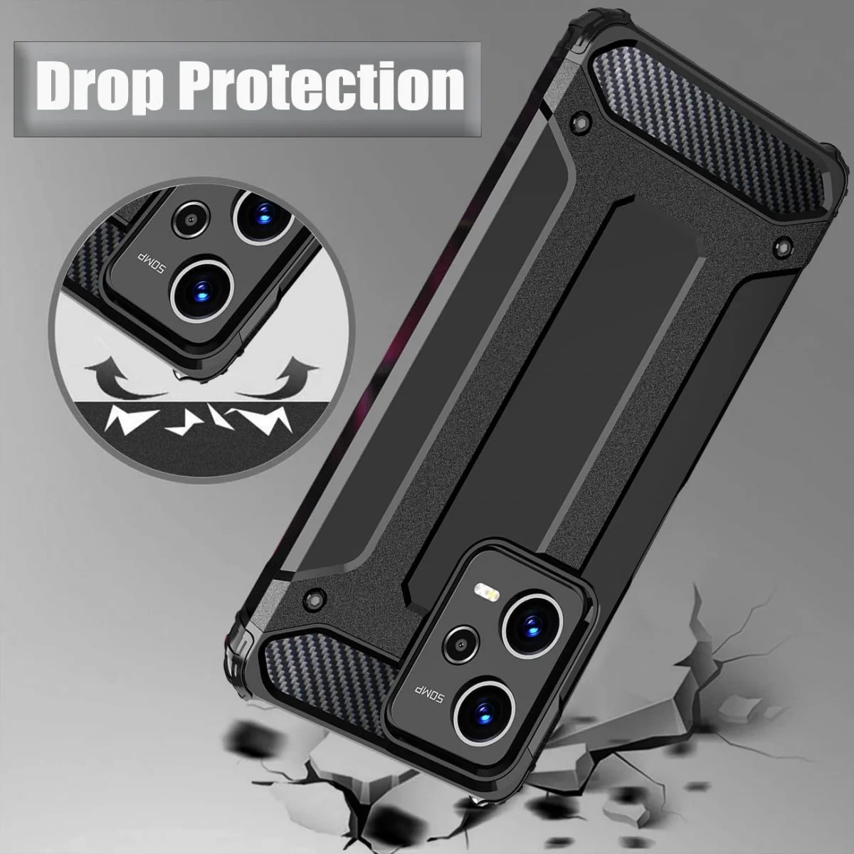 Xiaomi Redmi 12 Hoesje Shock Proof Hybride Back Cover Blauw afbeelding 2