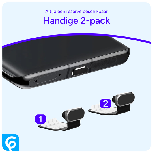 Stofdichte Plug met Plakstrip voor USB-C Poort Zwart (2-Pack) afbeelding 4