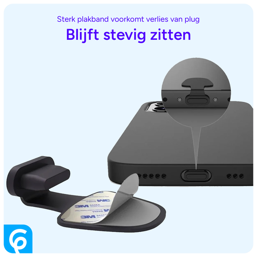 Stofdichte Plug met Plakstrip voor USB-C Poort Zwart (2-Pack) afbeelding 6